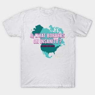 What Borders on Insanity? A: Canada and Mexico T-Shirt